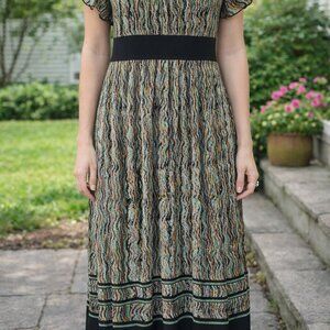 Guilia Dress W/Attached Black Belt Black Trim & Ruffled Hem No Size